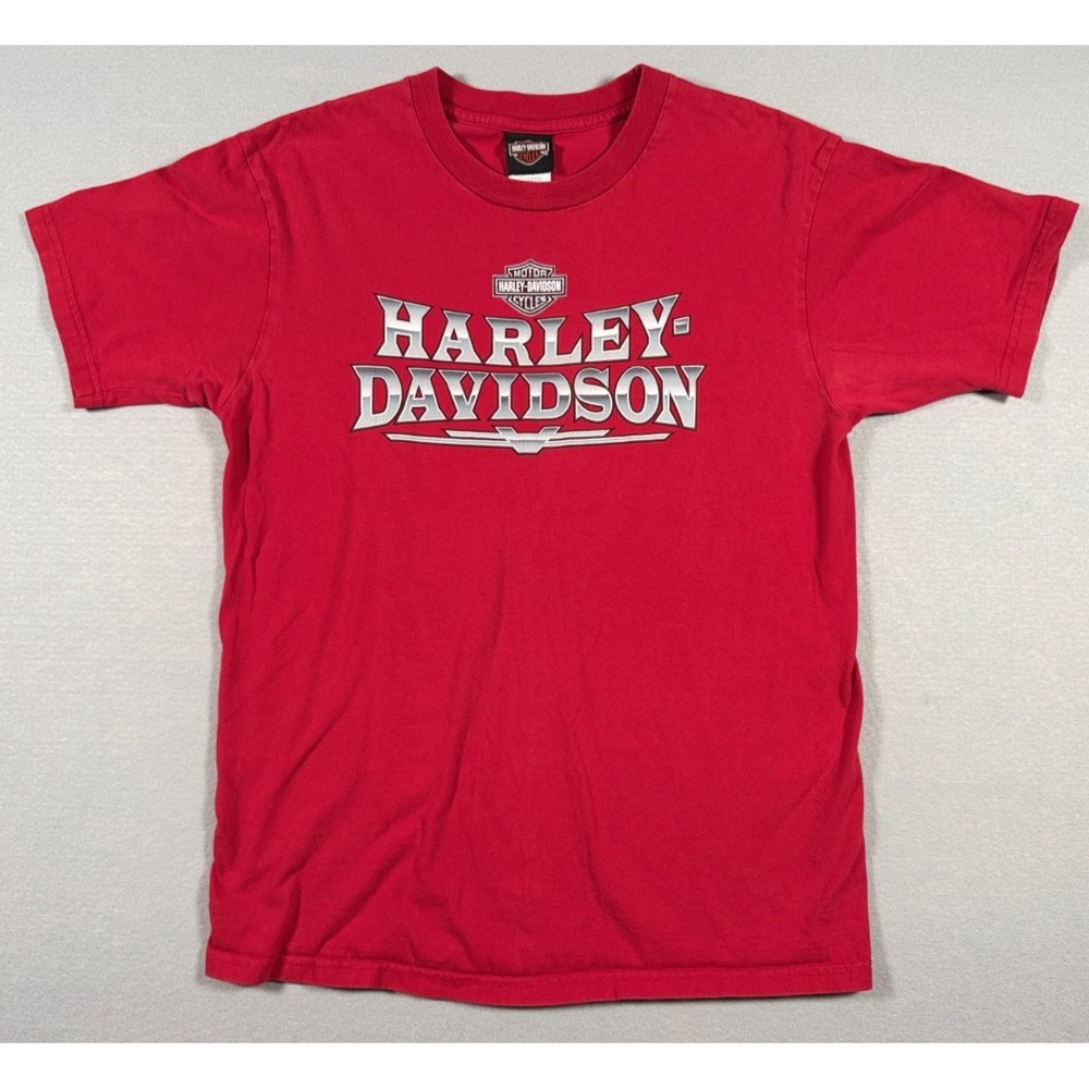Crow River Harley Davidson Delano MN Red T-Shirt Size L - 100% Cotton - USA
